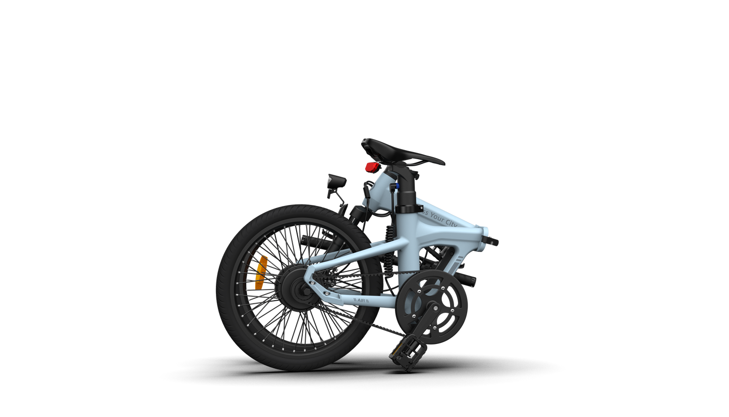 ADO AIR20S folded electric bicycle in Pastel Blue color
