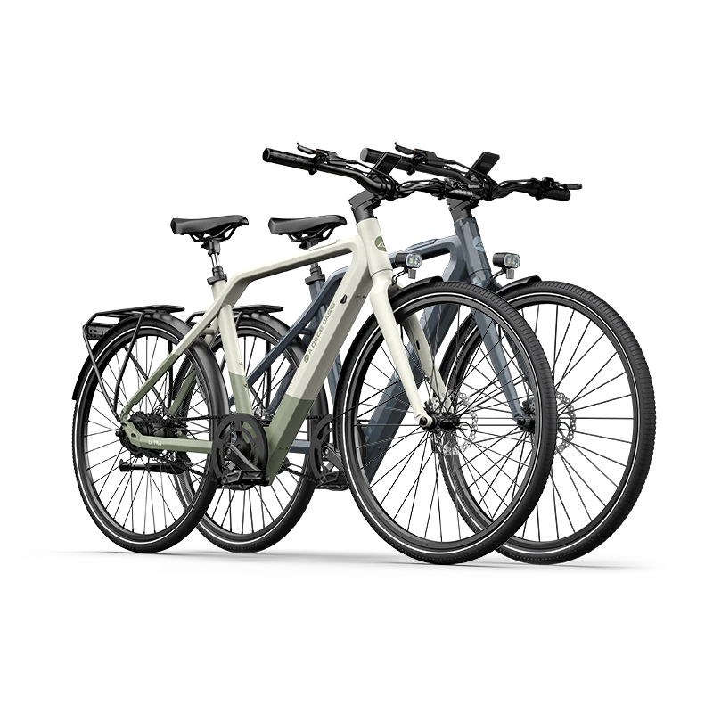 ADO AIR30 PRO electric bicycles in Frost Green and Cosmic Grey colors