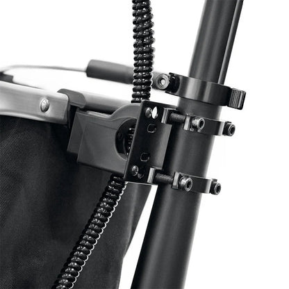 Close-up of a mechanical component with metal parts and springs on a white background