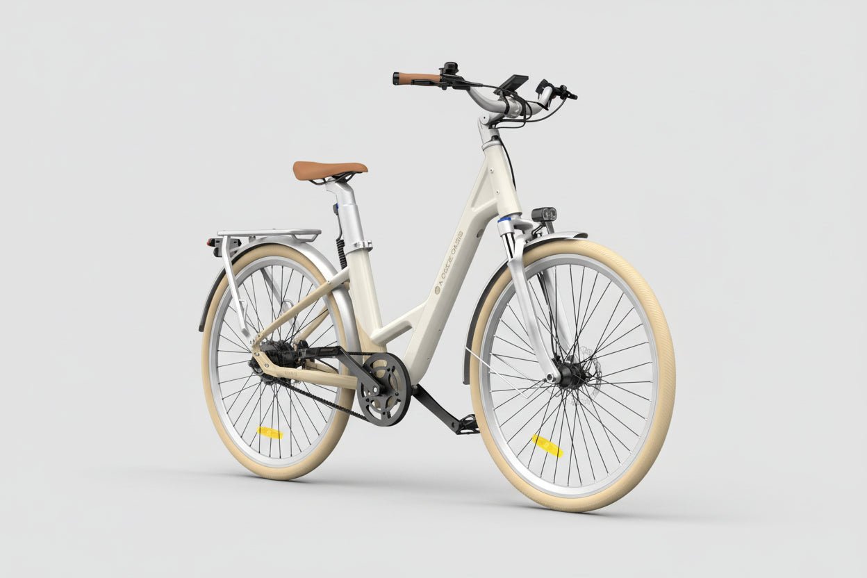 Vélo ADO Canada AIR28 ULTRA bicycle in latte color, featuring lightweight frame and modern design for urban cycling.