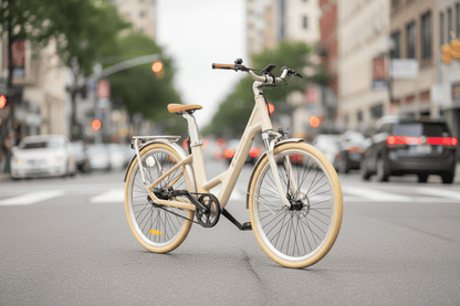 Vélo ADO Canada AIR28 ULTRA bicycle with latte-colored frame, sleek design, and modern features for urban cycling.