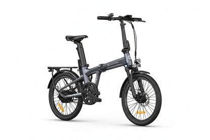 Gray folding electric bike on a white background
