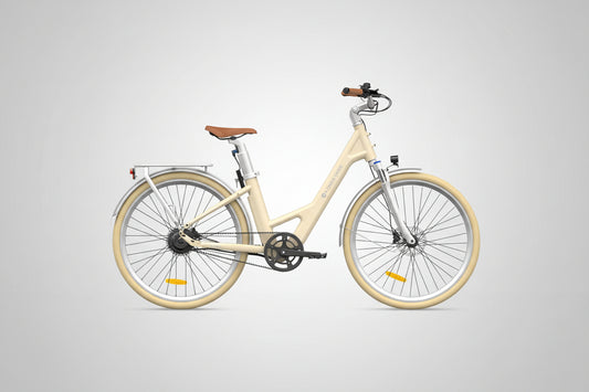 Pale Yellow bicycle on a white background