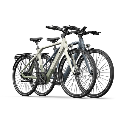 ADO AIR30 PRO electric bicycles in Frost Green and Cosmic Grey colors